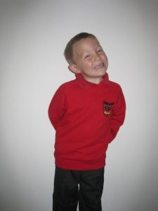 First day at first school - cheeky chap!